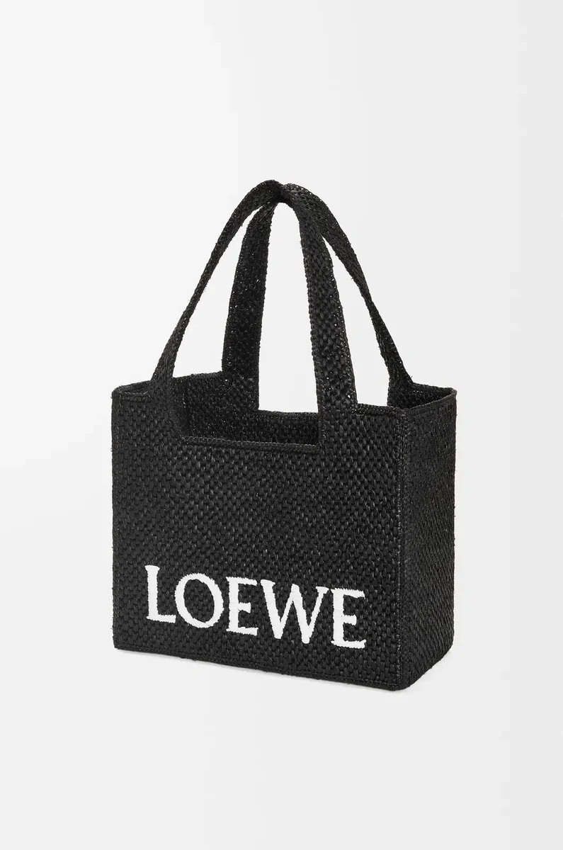 bolso tote mediano loewe font de rafia negro
