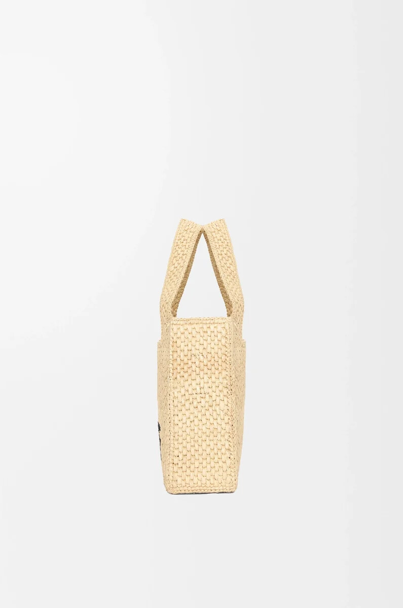 mini bolso tote loewe font en rafia natural