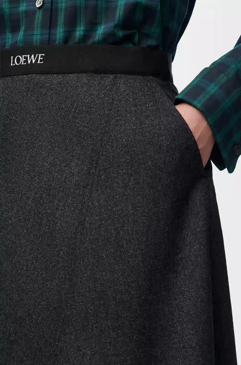 falda asimétrica de lana y cachemira charcoal melange
