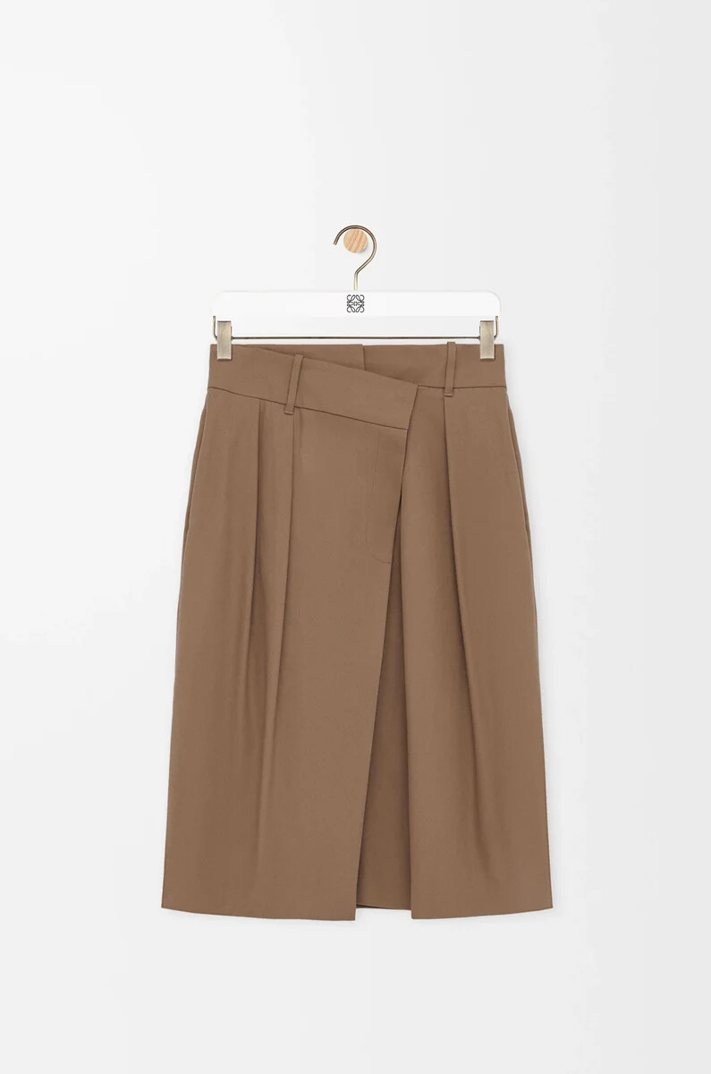 falda cruzada en algodón beige