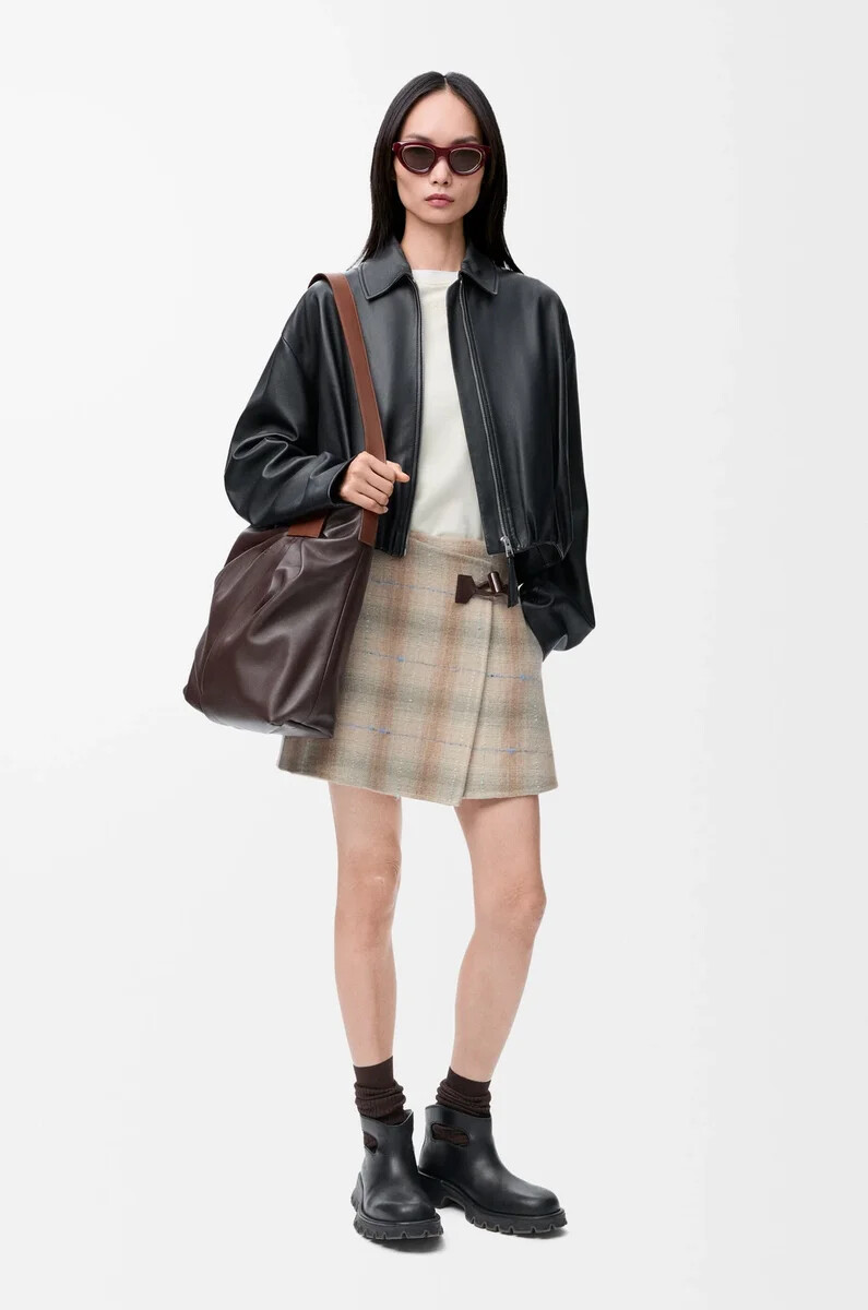 minifalda en mezcla de lana y cachemira beige
