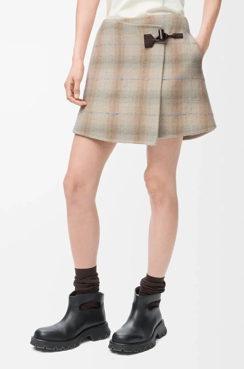 minifalda en mezcla de lana y cachemira beige