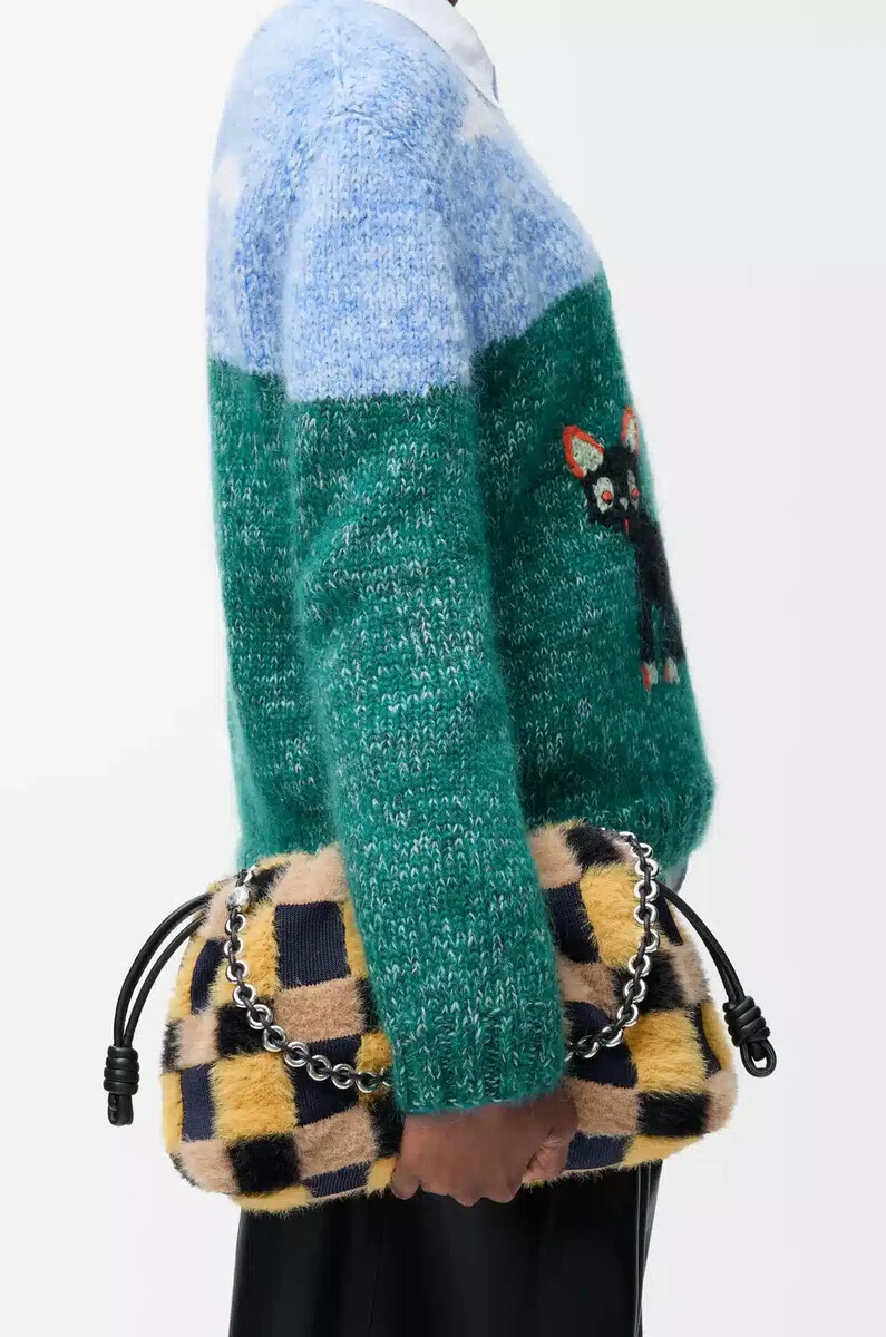 monedero mediano flamenco en punto jacquard multicolor azul marino oscuro