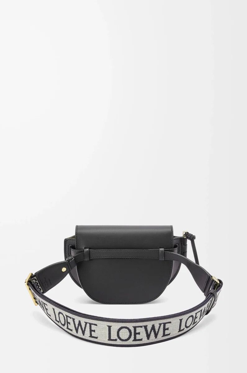 bolso mini gate dual en suave piel de becerro y jacquard negro