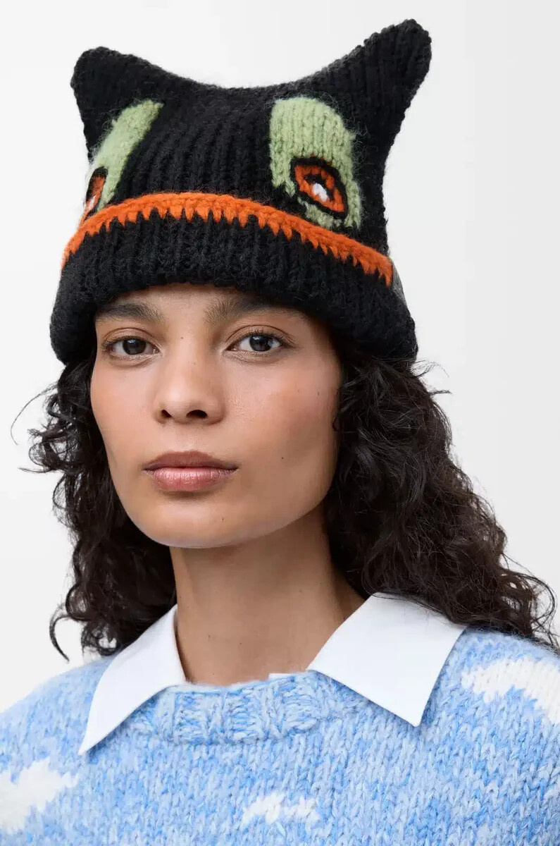 gorro en mezcla de lana alpaca y mohair negro