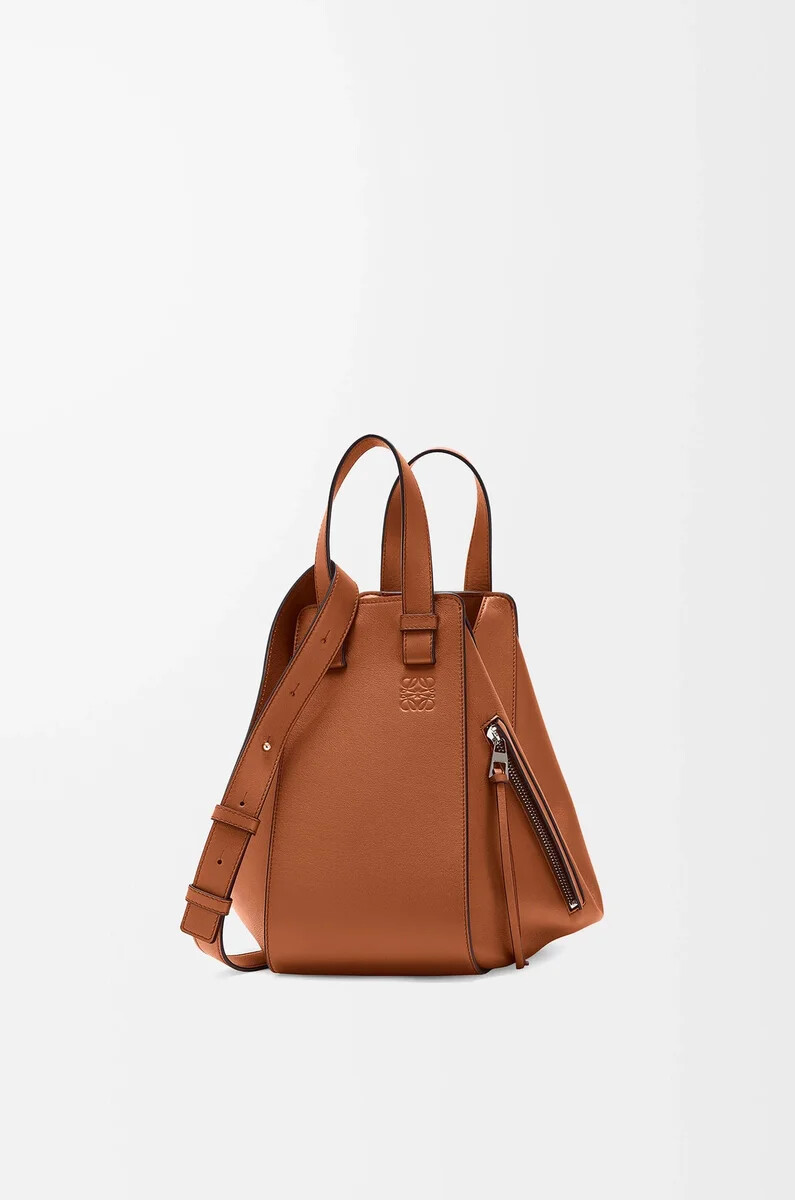 bolso hamaca pequeño en piel de becerro clásica color tostado