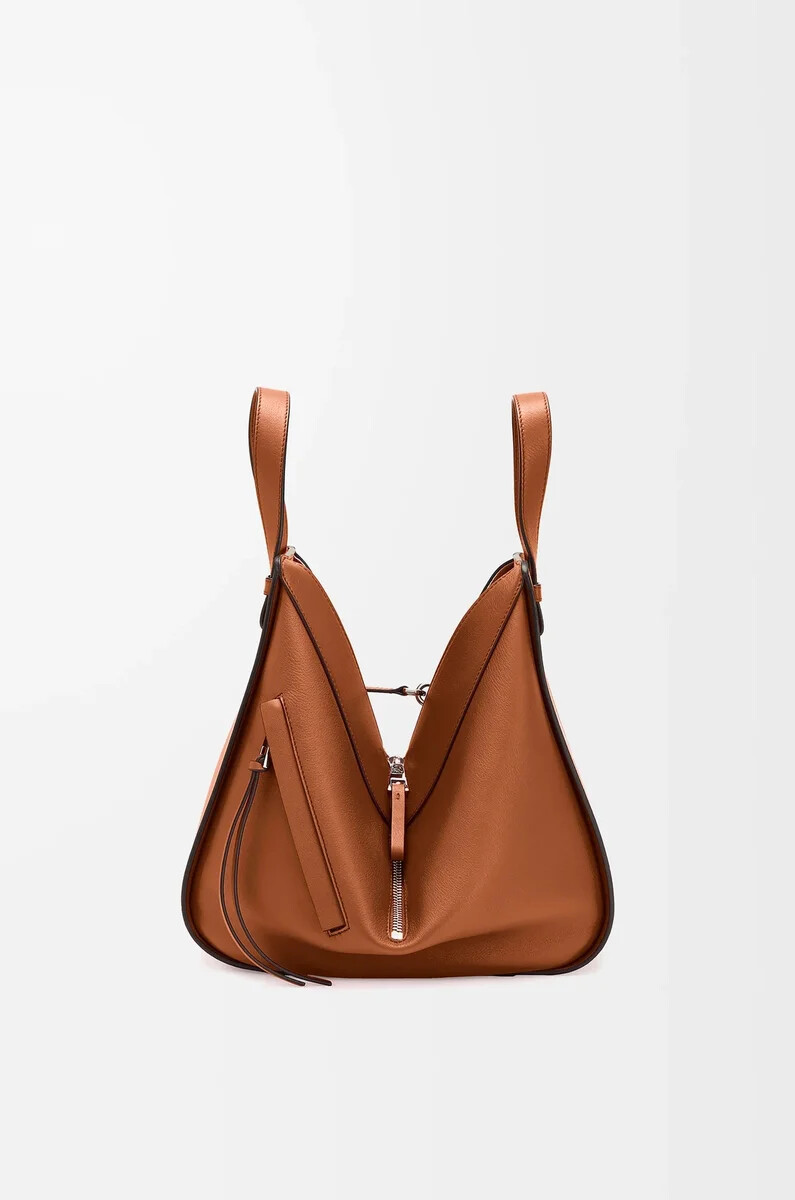 bolso hamaca pequeño en piel de becerro clásica color tostado