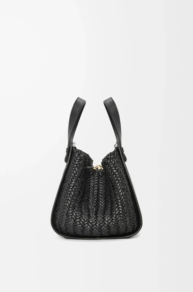 bolsa hamaca compacta de piel de becerro negra