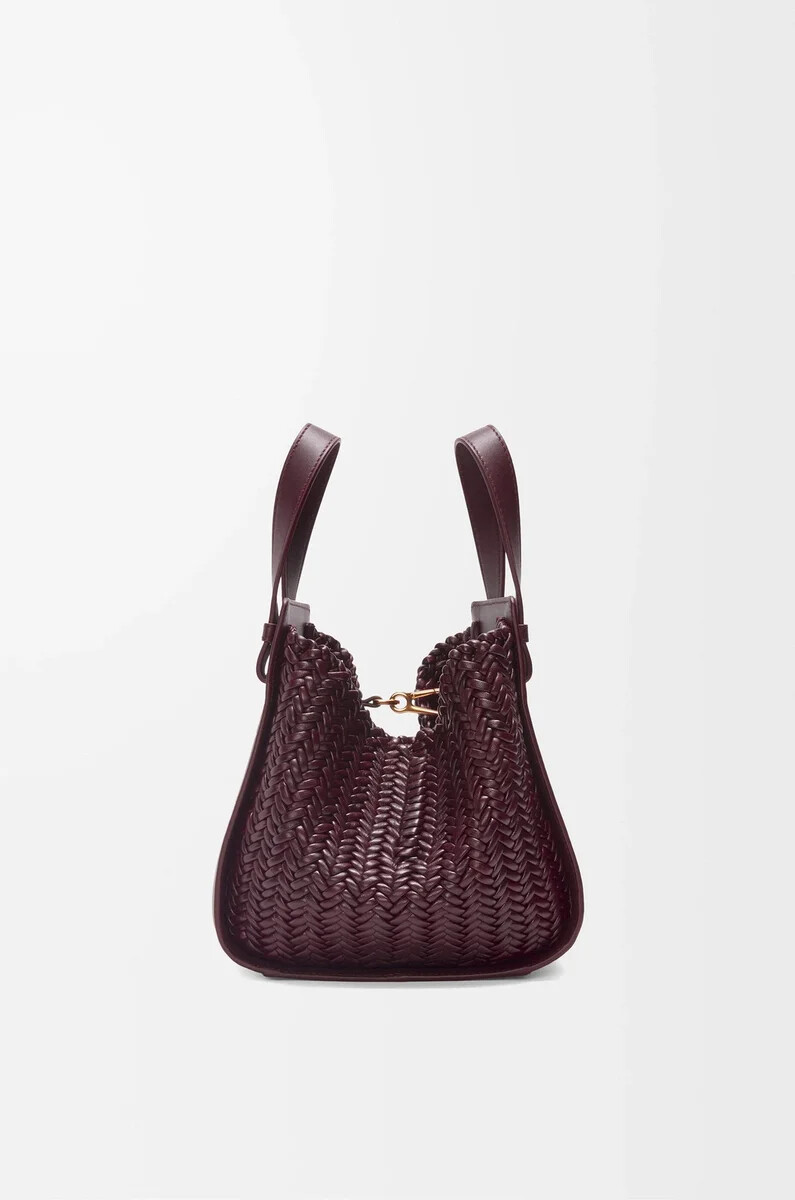 bolsa hamaca compacta de piel de becerro color burdeos oscuro
