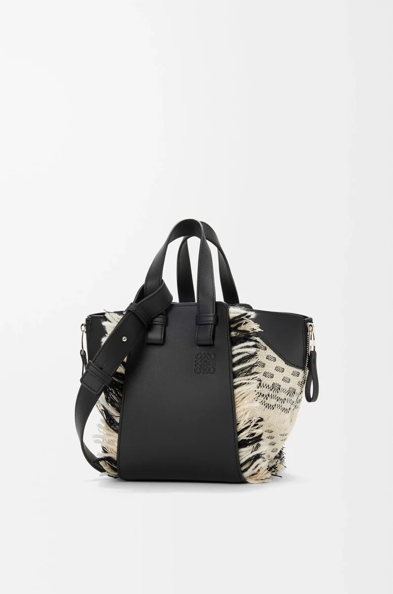 bolsa de hamaca compacta en tejido textil negroblanco