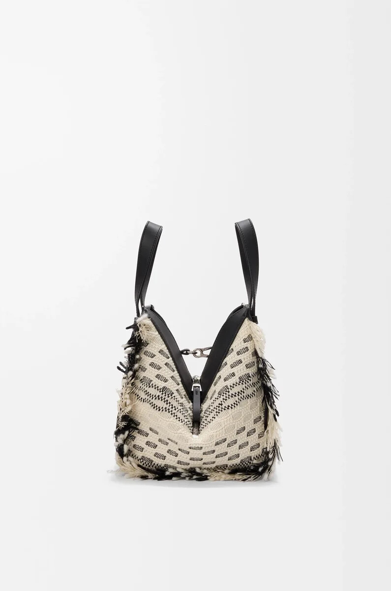 bolsa de hamaca compacta en tejido textil negroblanco