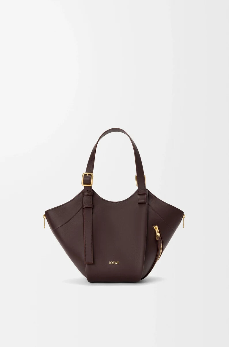 bolso hammock flip en piel de becerro clásica color castaño oscuro