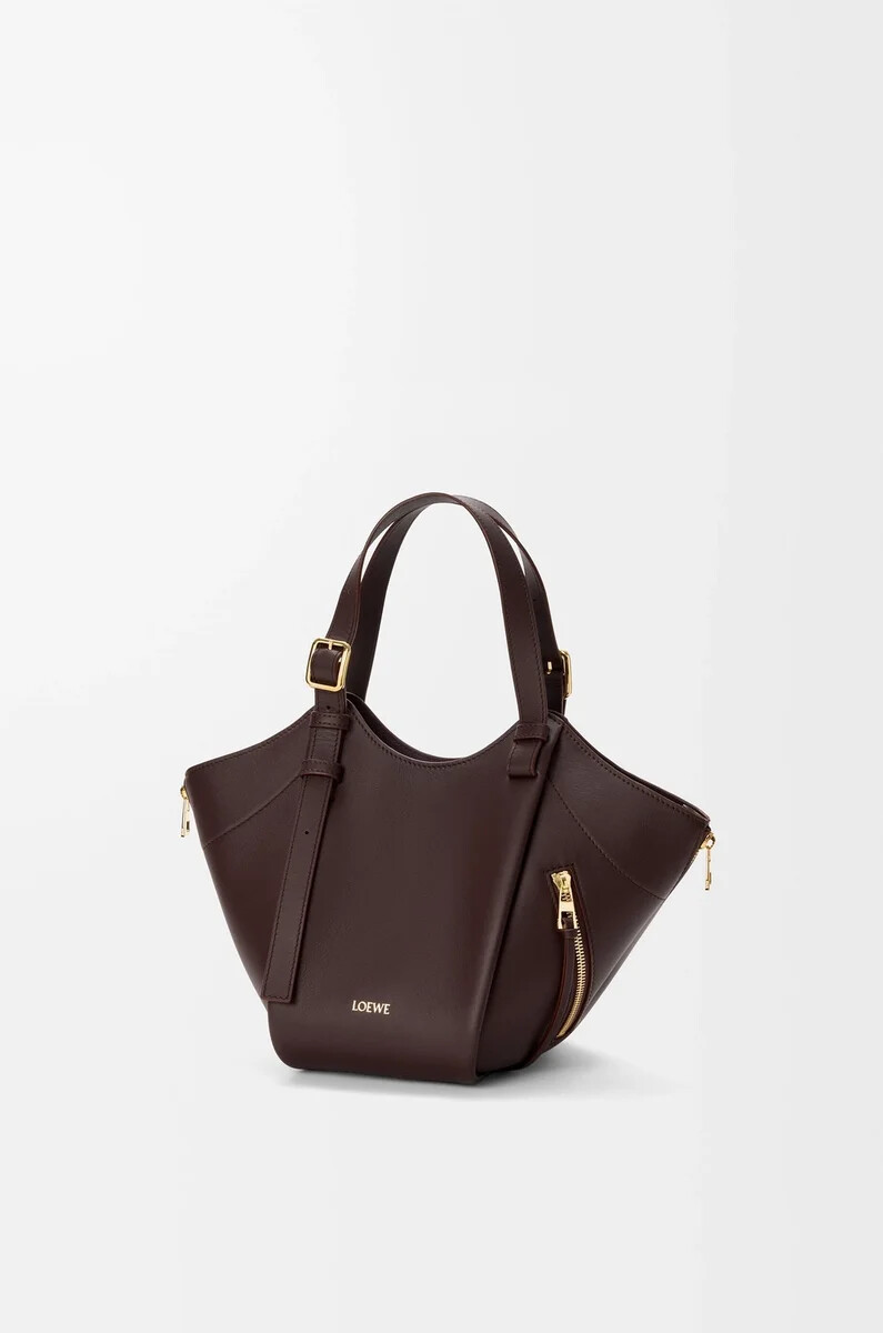 bolso hammock flip en piel de becerro clásica color castaño oscuro