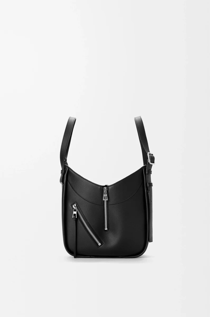 bolso hammock flip en piel de becerro clásica negra