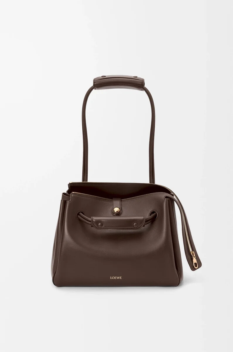 bolso mediano madrid en piel de becerro flexible color castaño oscuro