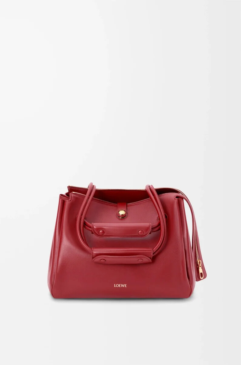 bolso mediano madrid en piel de becerro flexible color rojo quemado
