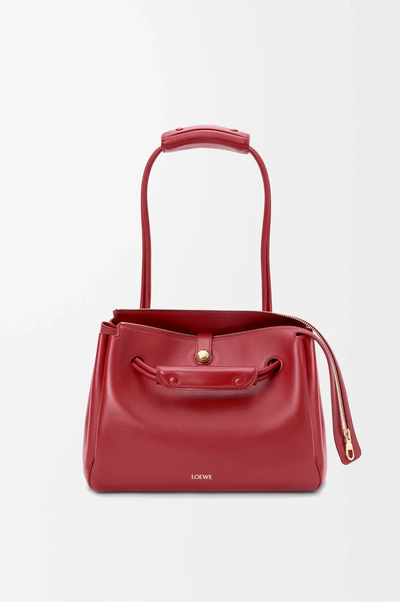 bolso mediano madrid en piel de becerro flexible color rojo quemado