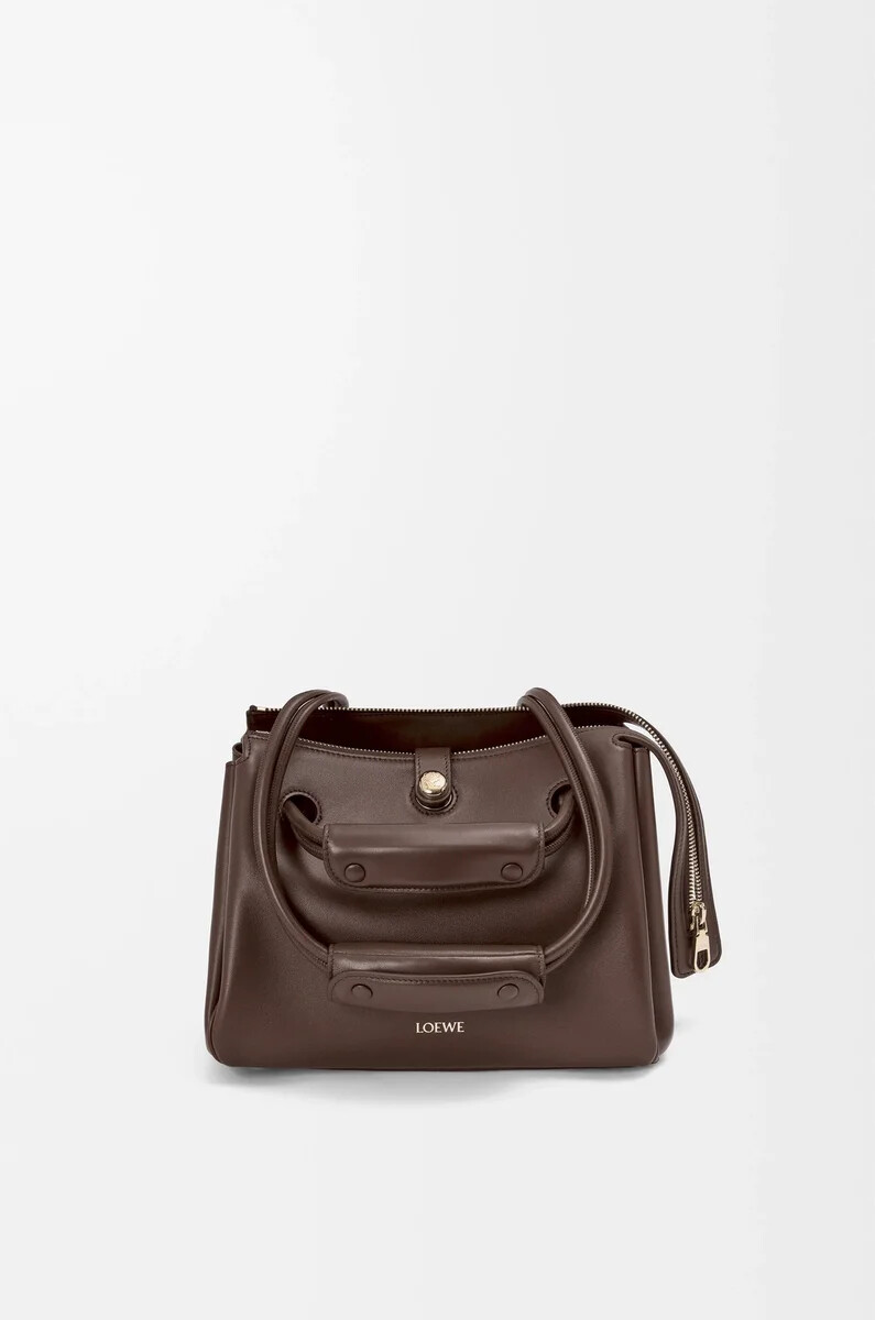bolso pequeño madrid en piel de becerro flexible color castaño oscuro