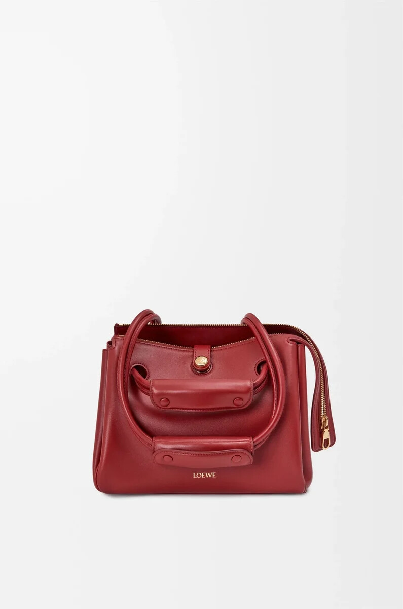 bolso pequeño madrid en piel de becerro flexible color rojo quemado
