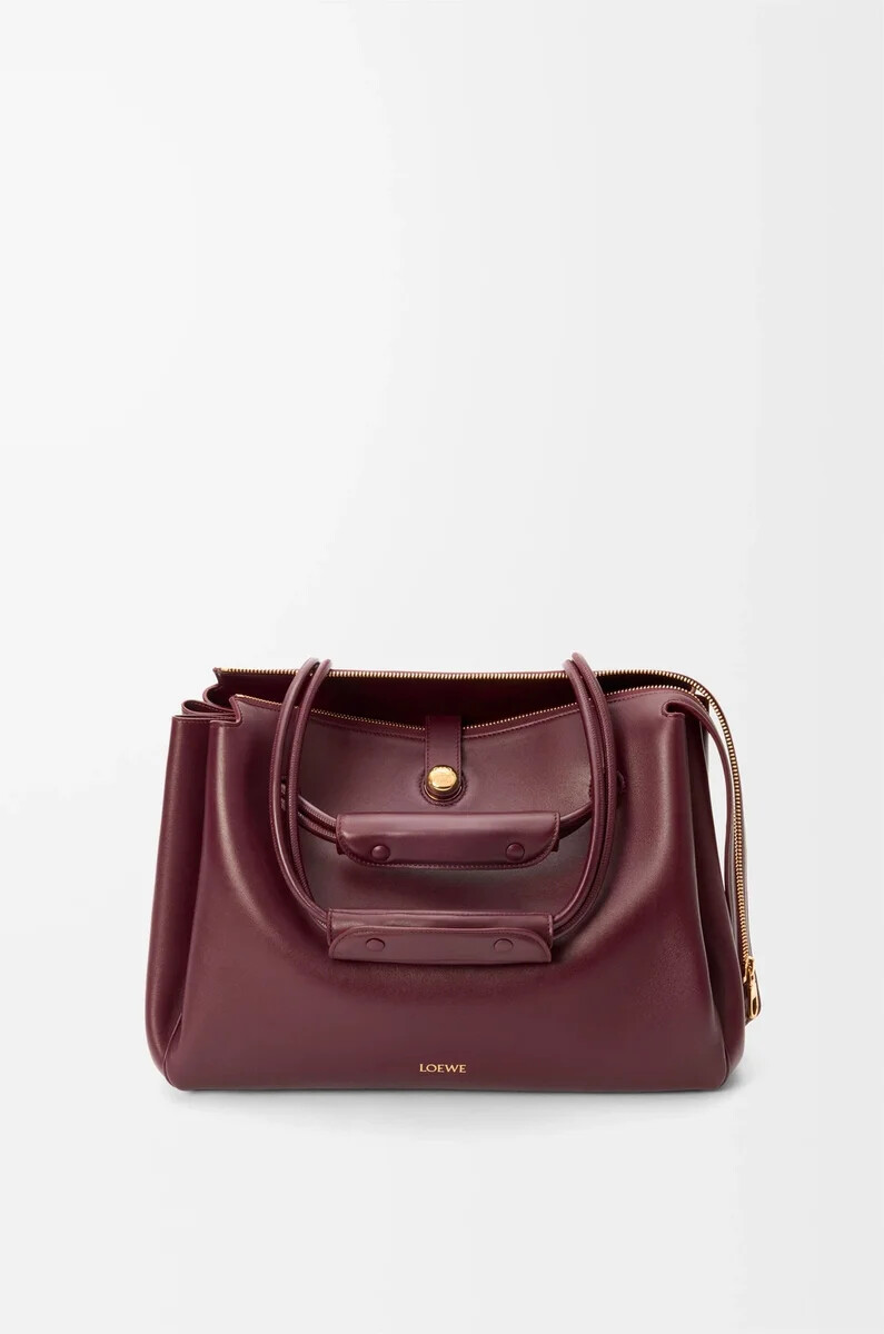 bolso grande madrid en piel de becerro flexible color burdeos oscuro