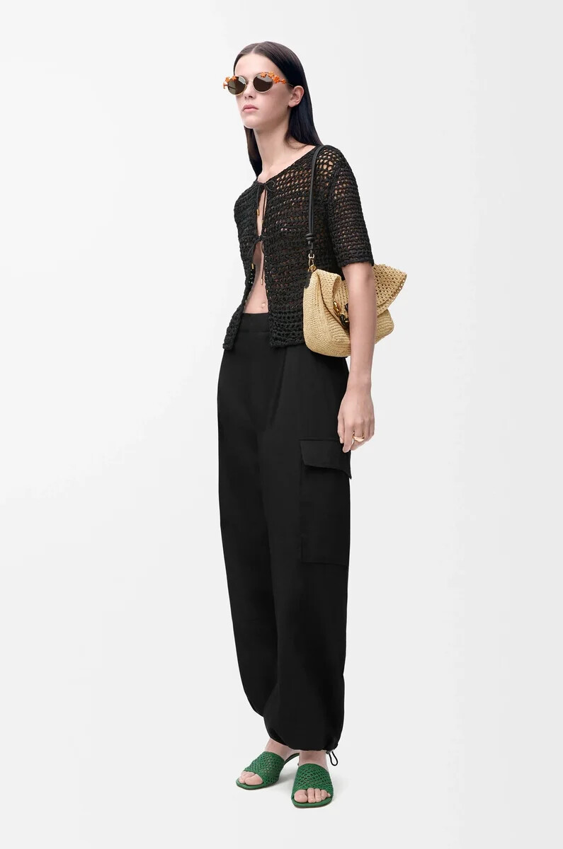 pantalón cargo en algodón y seda negro