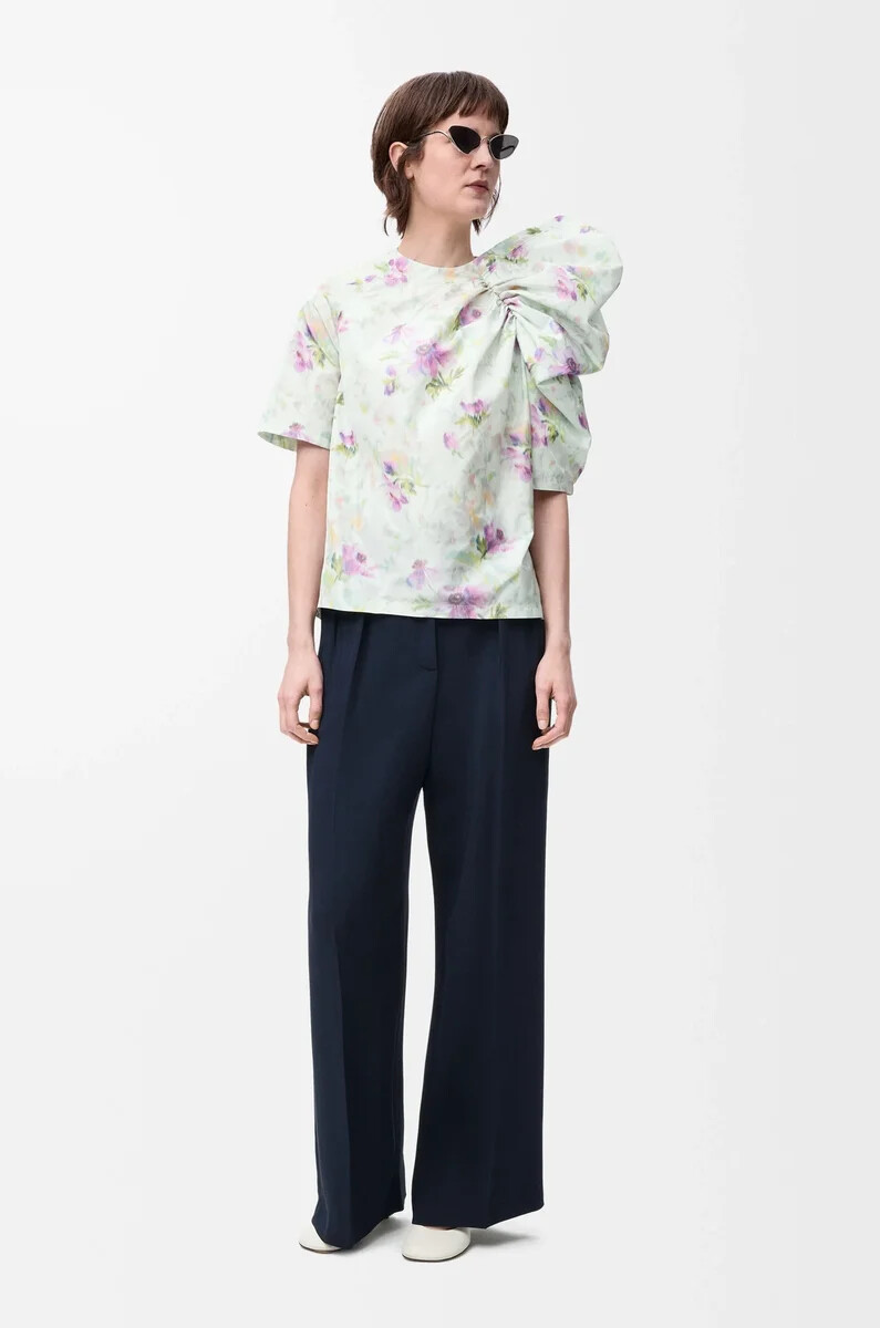 pantalón en viscosa elástica azul medianoche