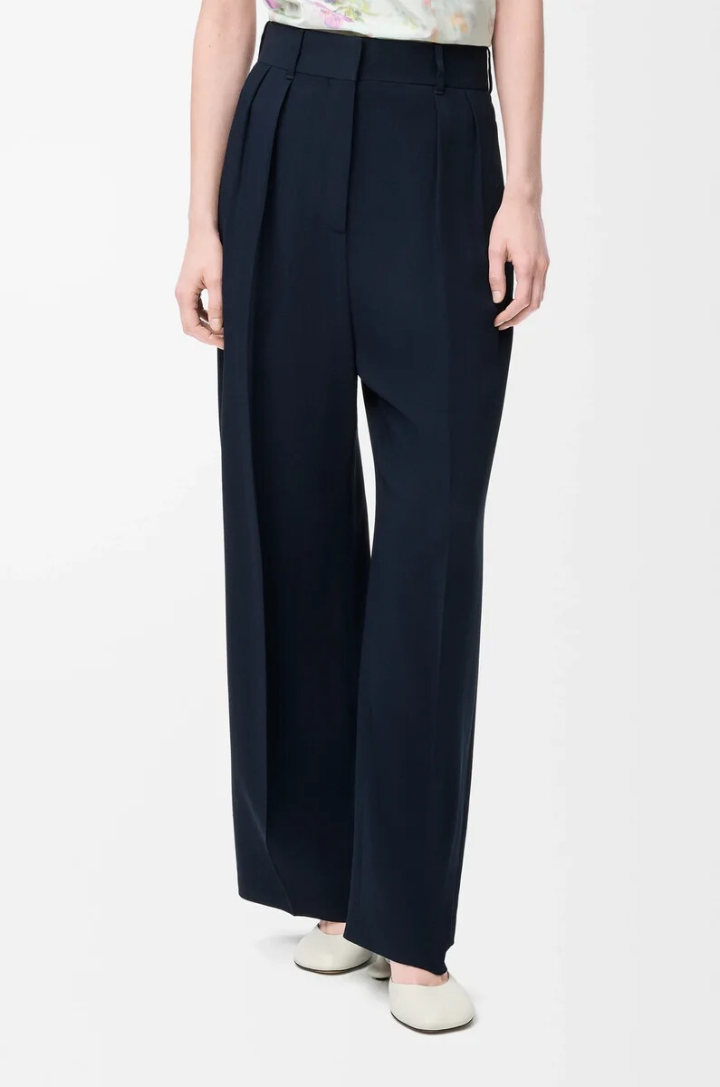 pantalón en viscosa elástica azul medianoche