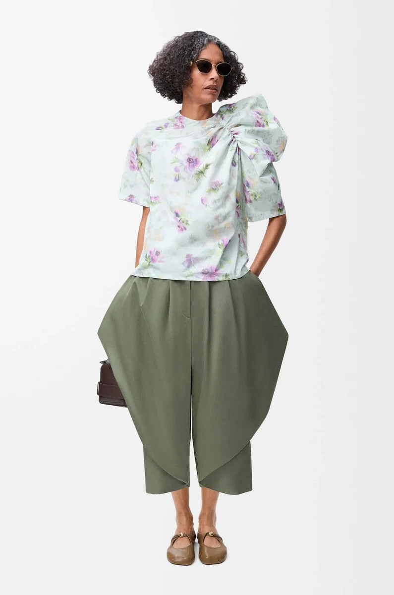pantalón en algodón verde caqui