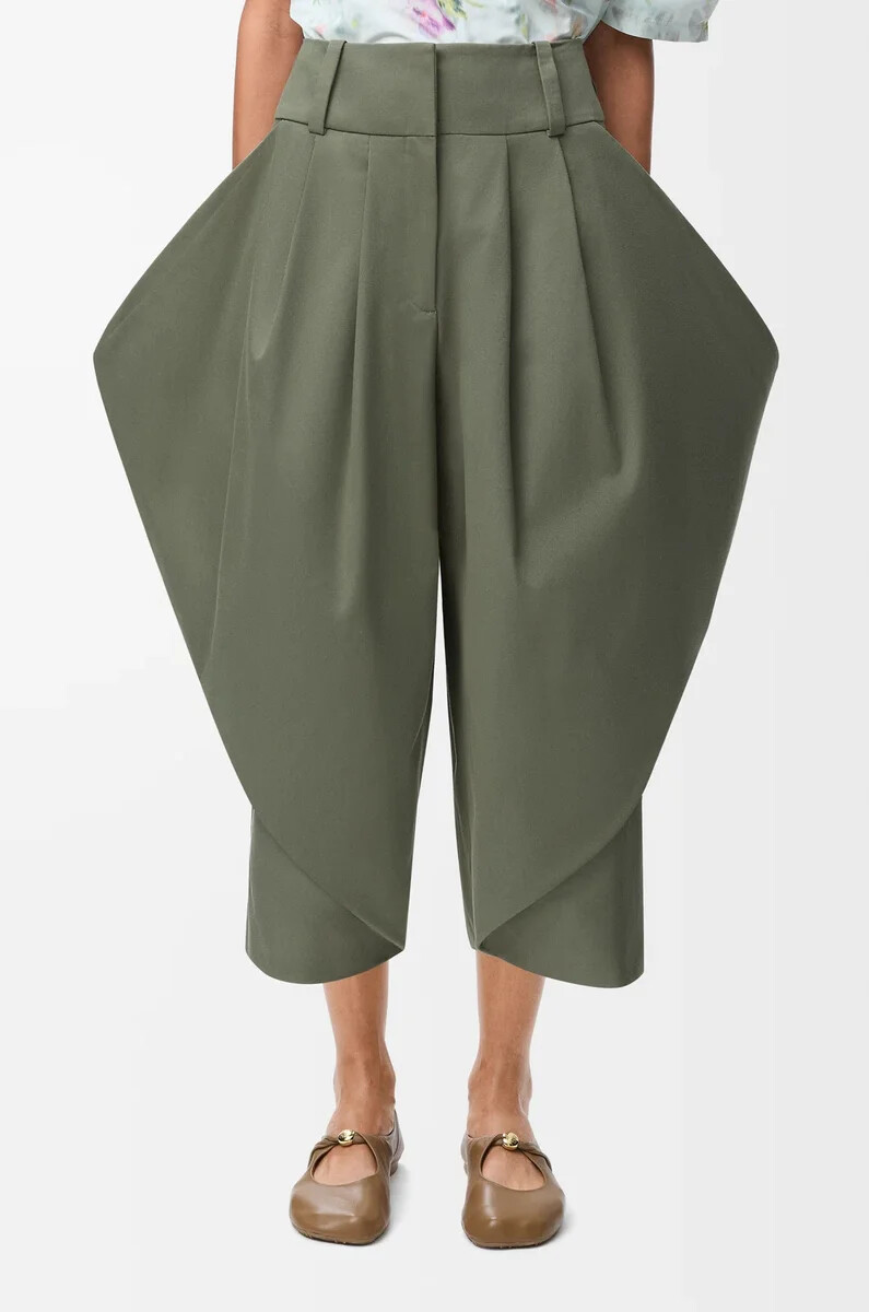 pantalón en algodón verde caqui