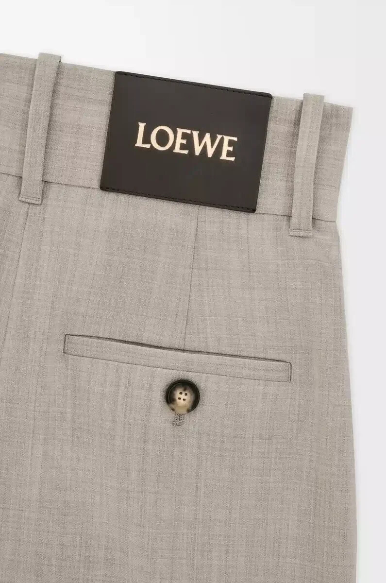 pantalón cruzado cropped de lana beige claro melange
