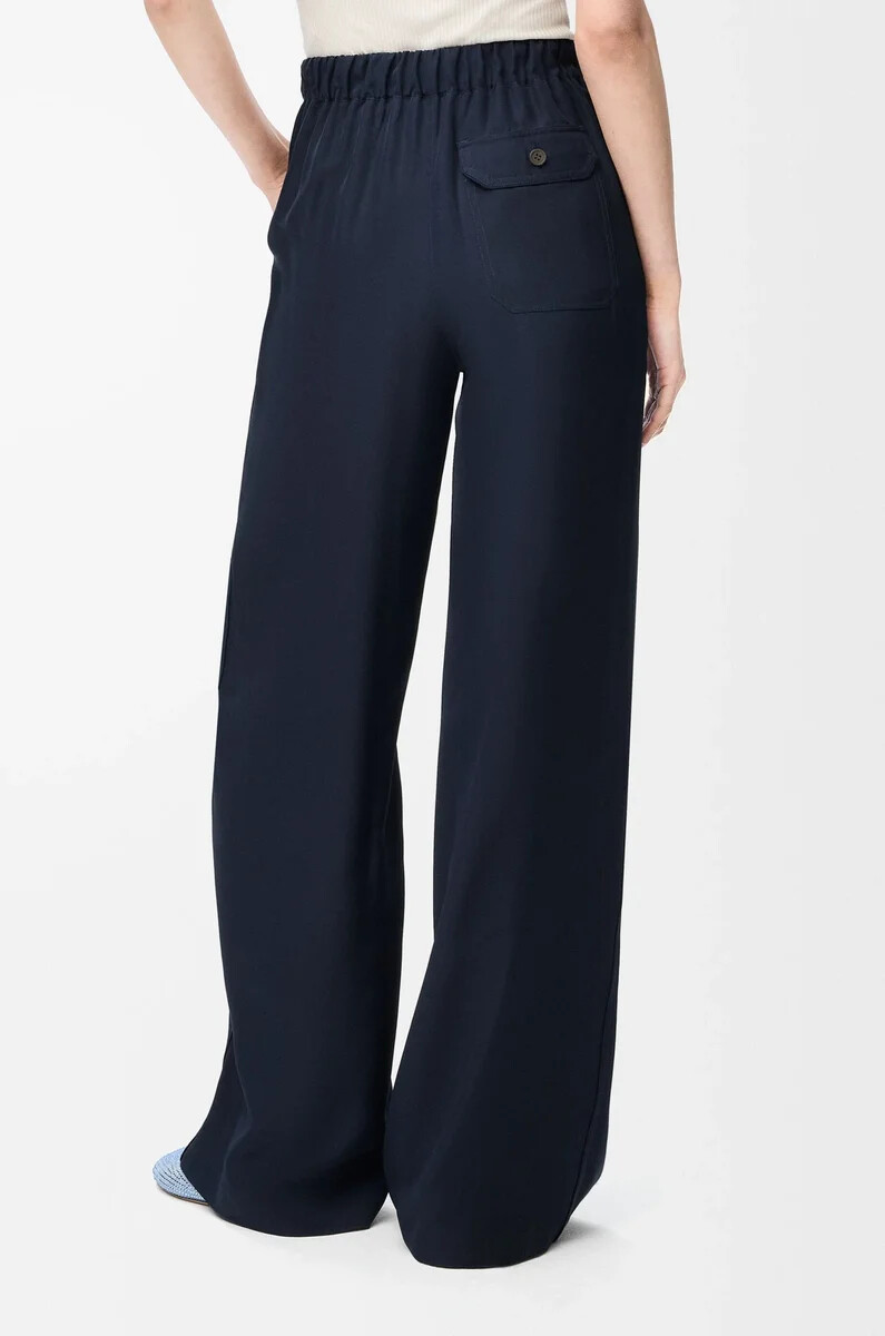 pantalón de pijama en seda azul marino