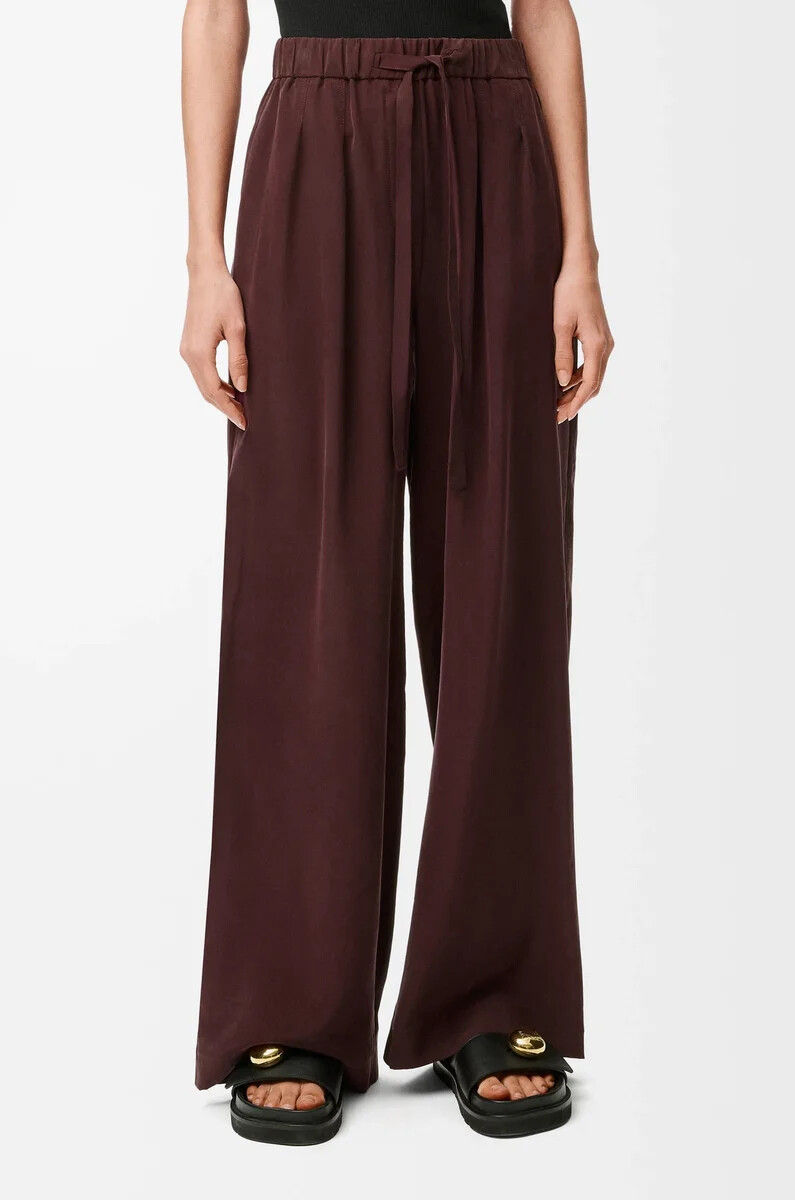 pantalón de pijama de seda burdeos