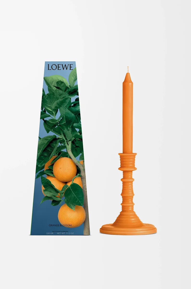 candelabro de cera de flor de naranja mandarina brillante