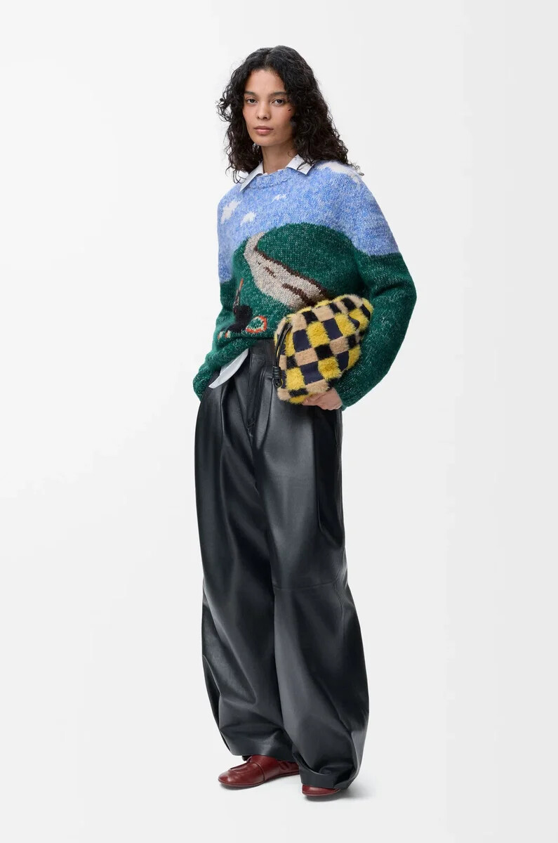 suéter de lana y mohair azulmulticolor