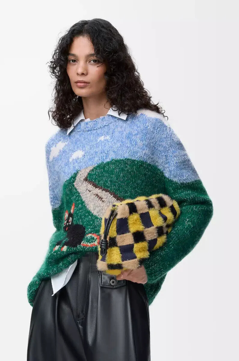 suéter de lana y mohair azulmulticolor