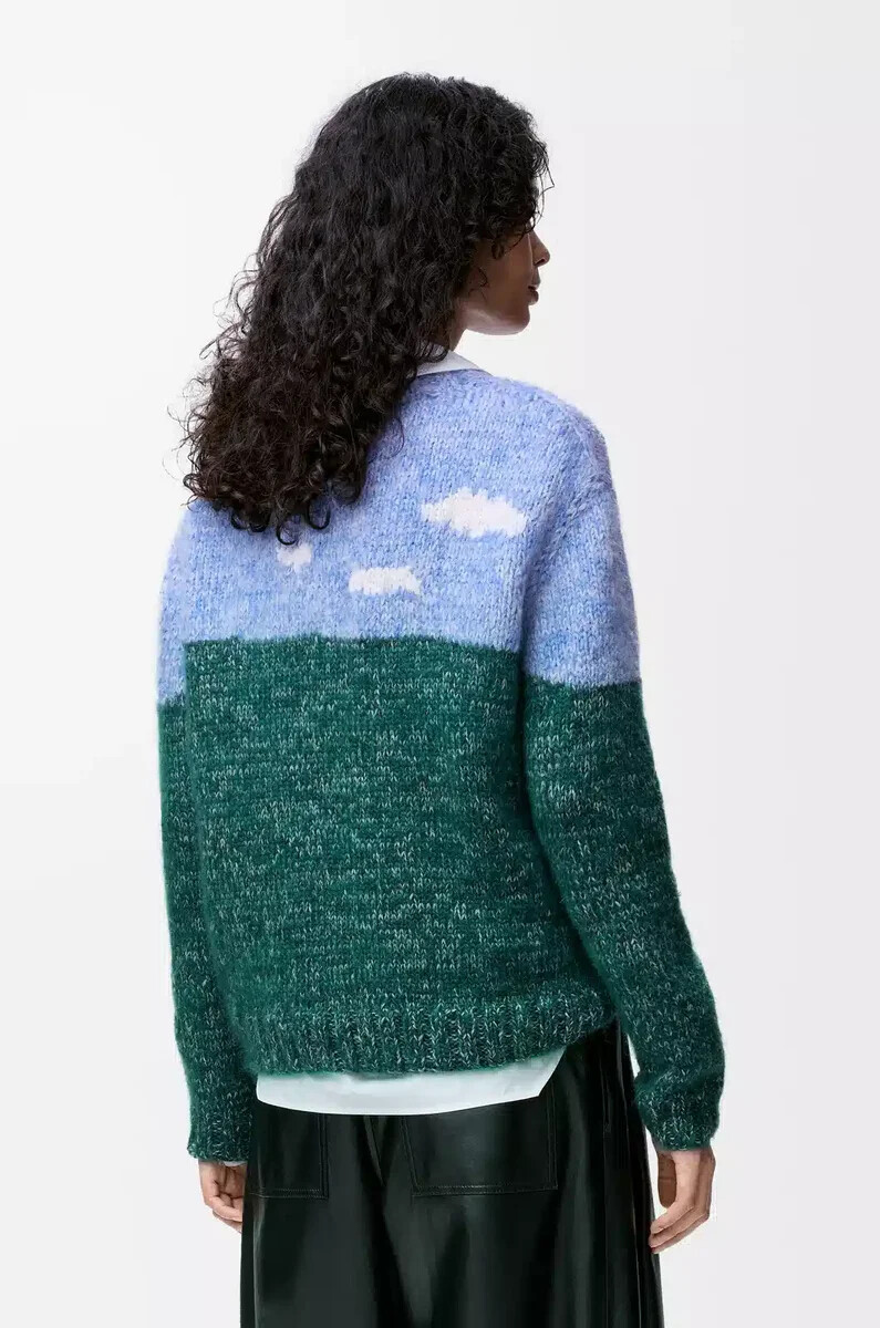suéter de lana y mohair azulmulticolor