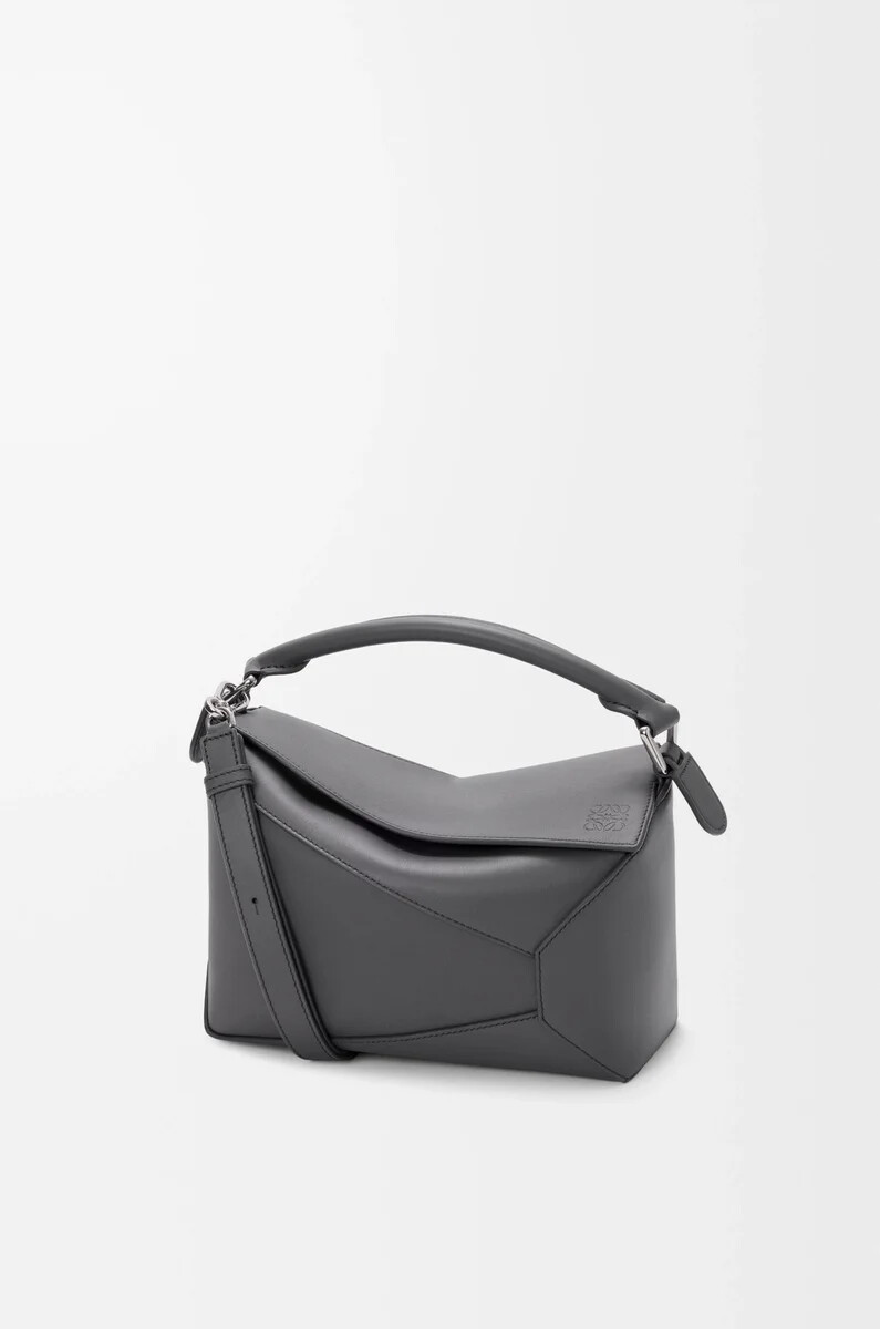 bolso pequeño puzzle edge en piel de becerro clásica color pizarra
