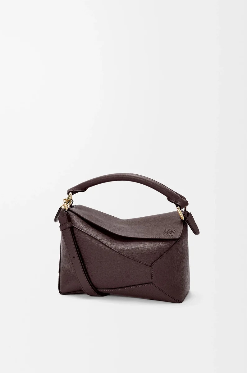 bolso pequeño puzzle edge en piel de becerro granulada suave color castaño oscuro