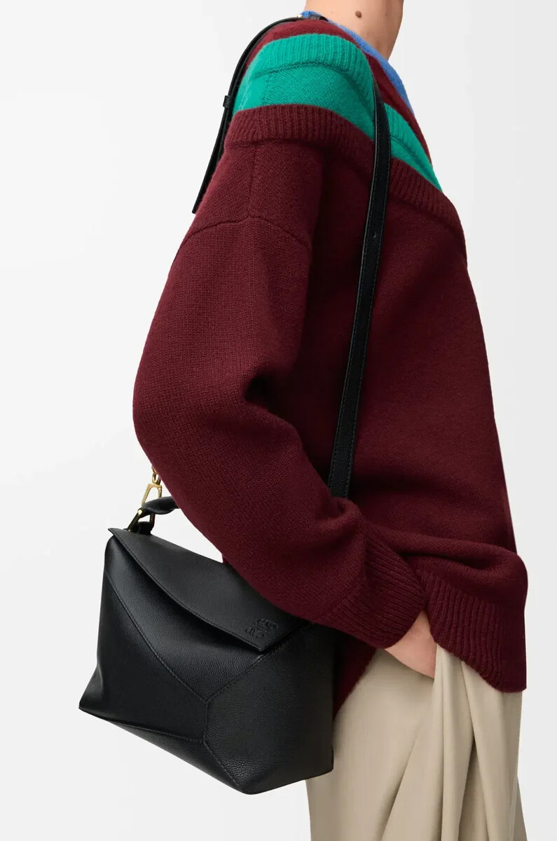 bolso pequeño puzzle edge en piel de becerro granulada suave negro