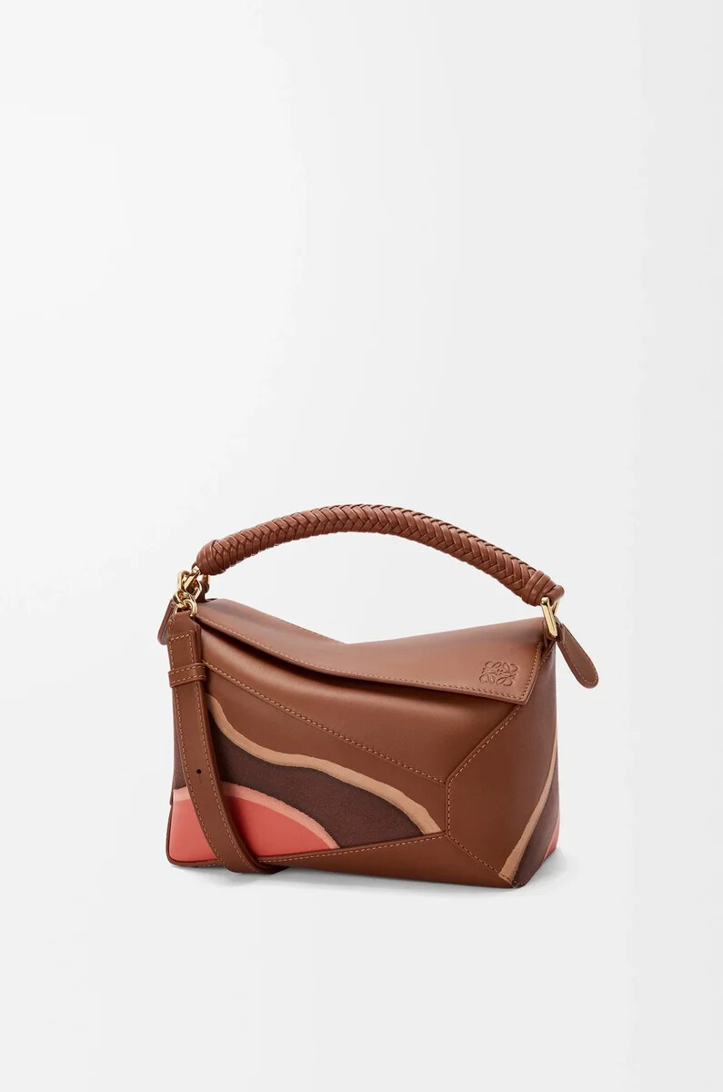 bolso pequeño puzzle edge landscape en piel de becerro napa color rosa nuezloro