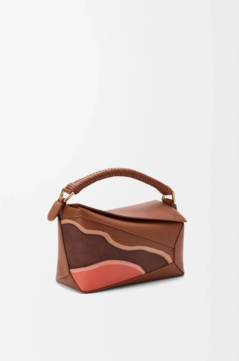 bolso pequeño puzzle edge landscape en piel de becerro napa color rosa nuezloro