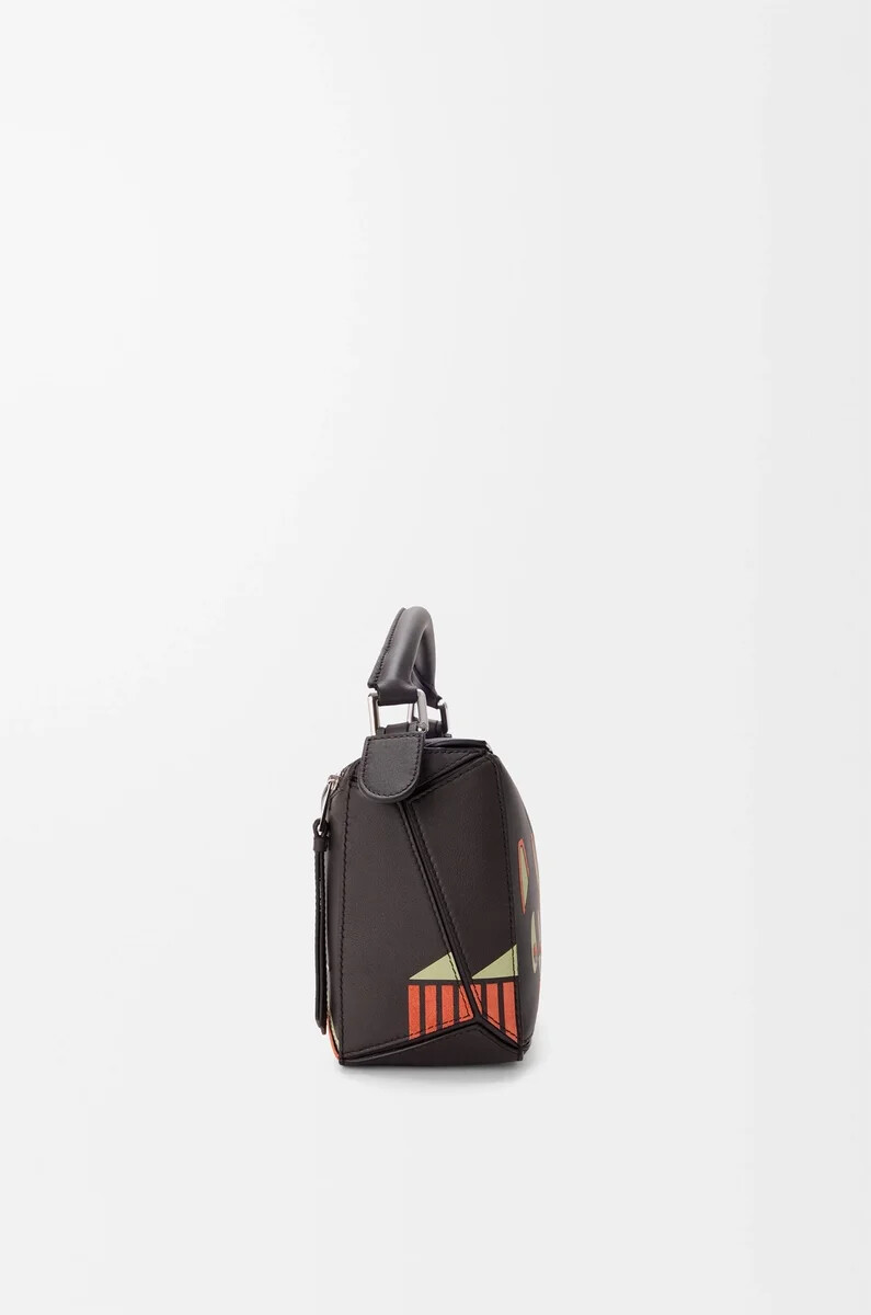 bolso puzzle pequeño futurist cat en piel de becerro clásica color topo oscuro