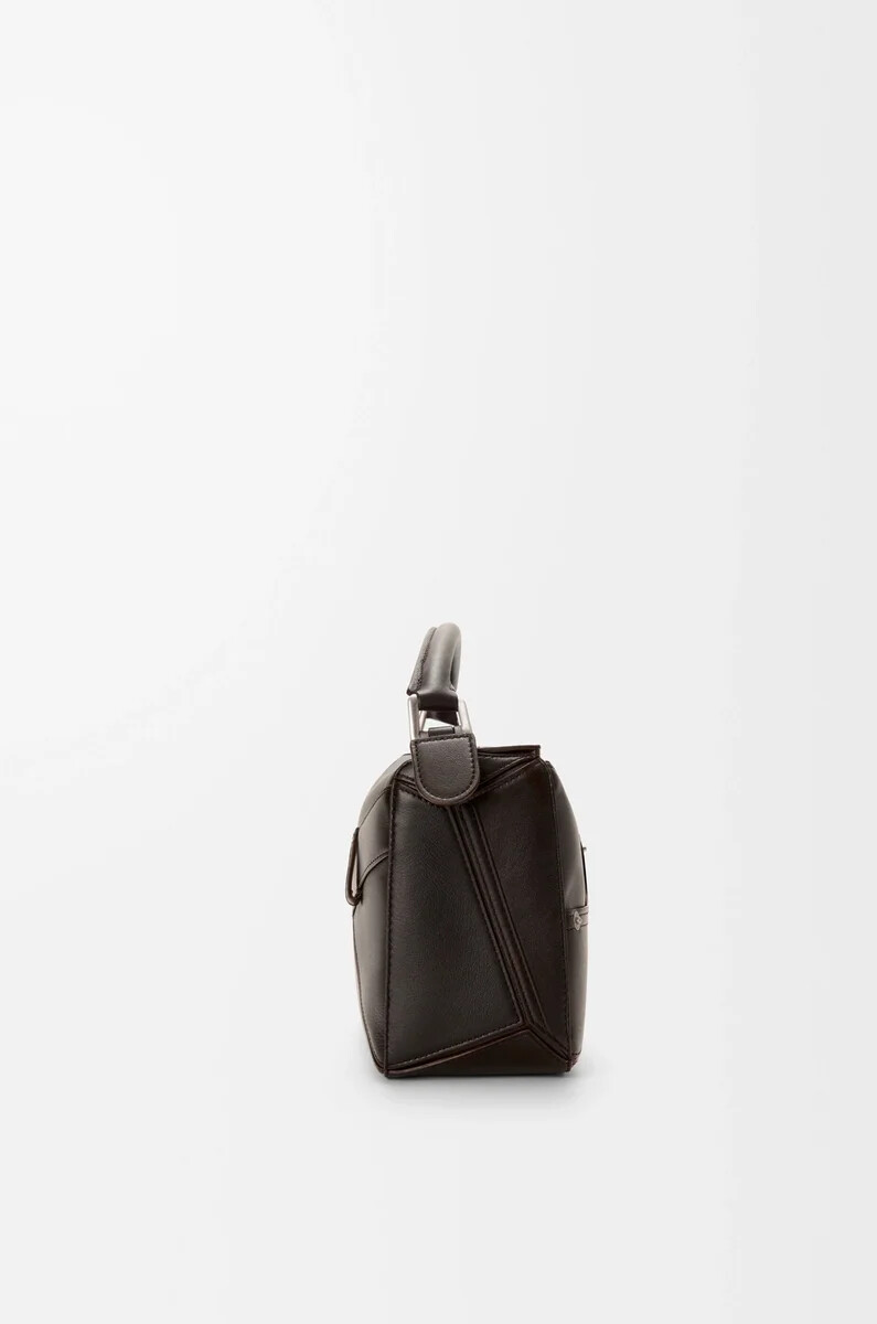bolso pequeño puzzle panta en piel de becerro brillante vintage brown