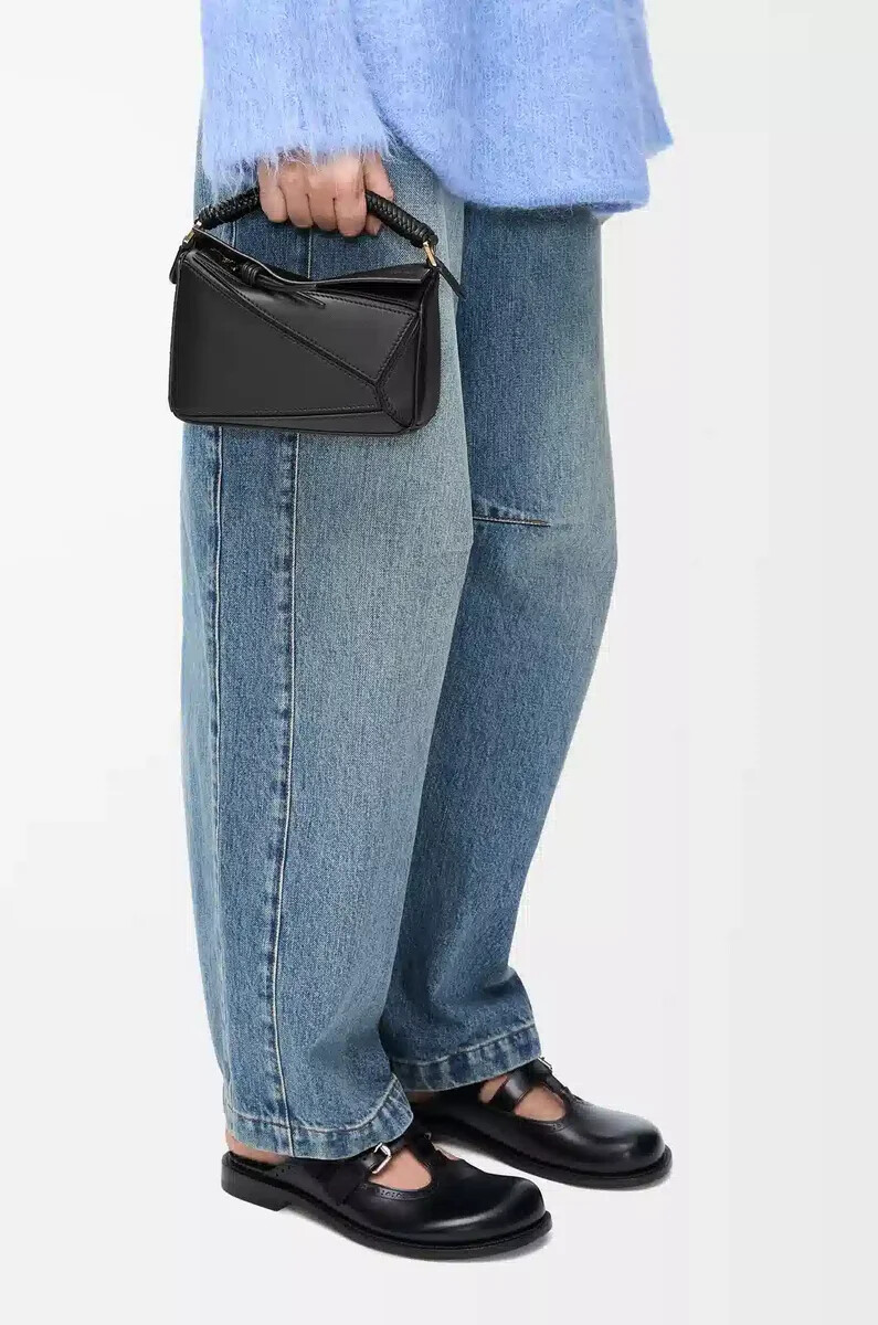bolso mini puzzle en piel de becerro lisa negro