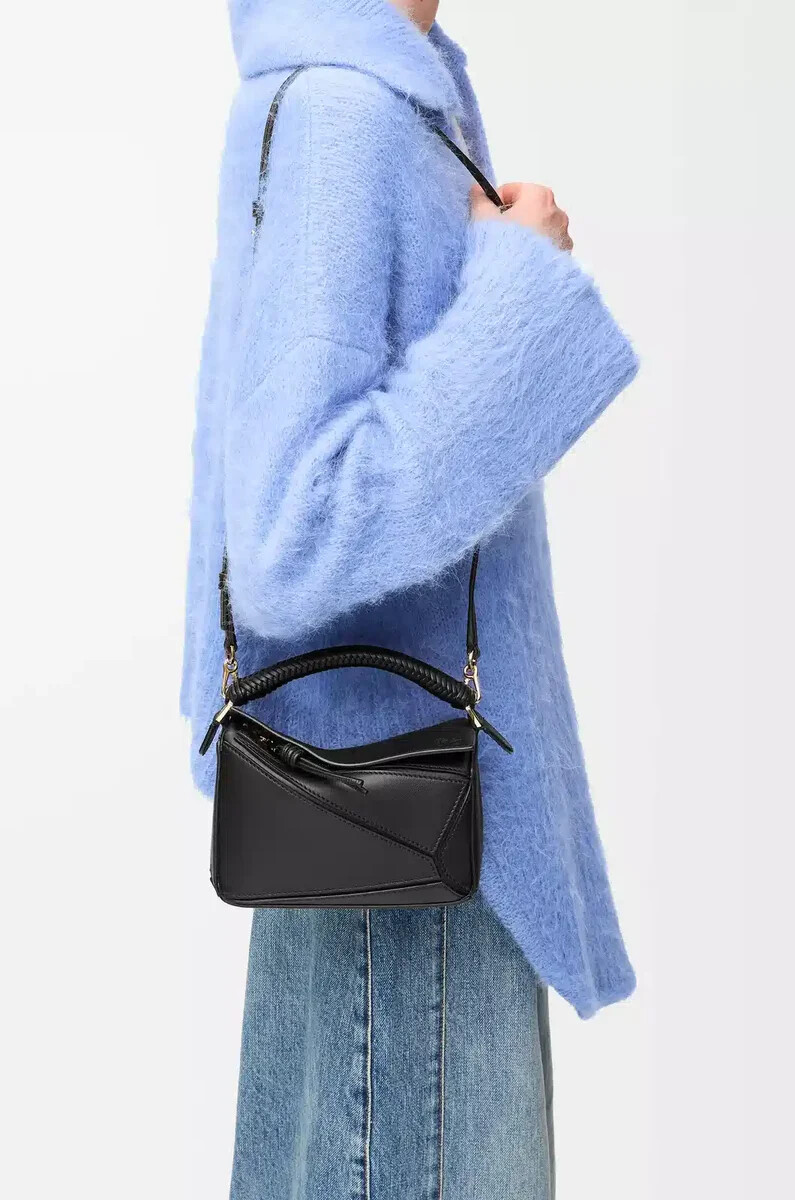bolso mini puzzle en piel de becerro lisa negro