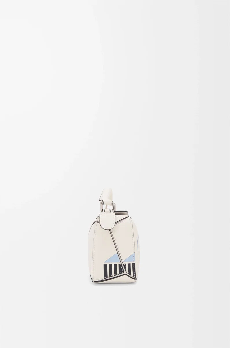 bolso mini puzzle futurist cat en piel de becerro clásica soft white