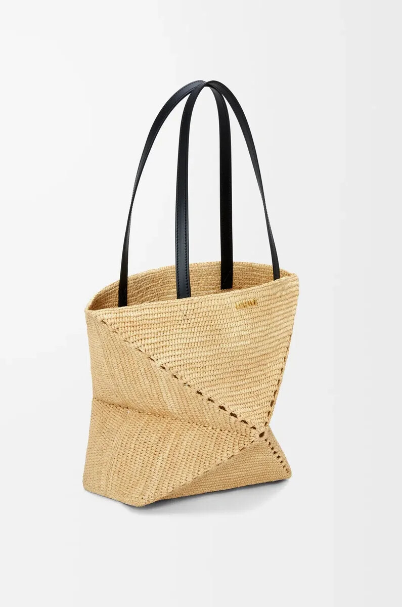 bolso tote mediano puzzle fold en rafia natural