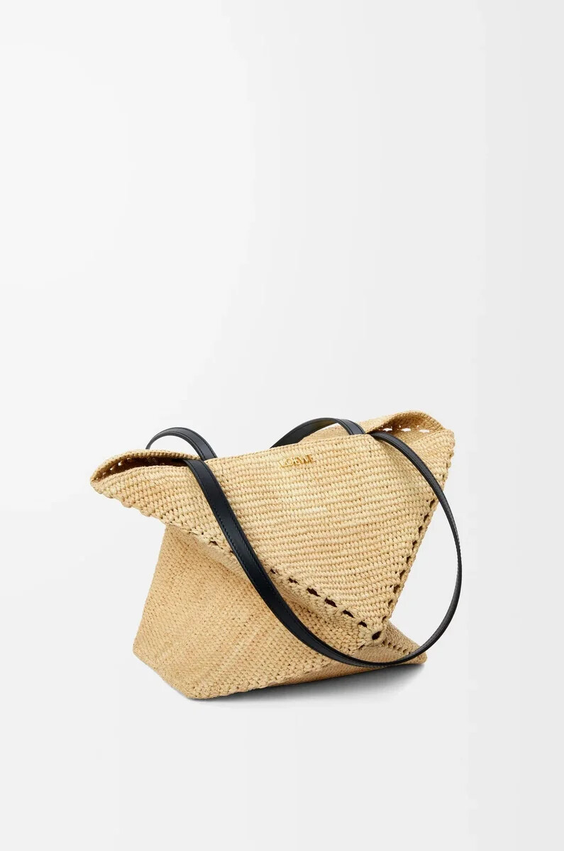 bolso tote mediano puzzle fold en rafia natural