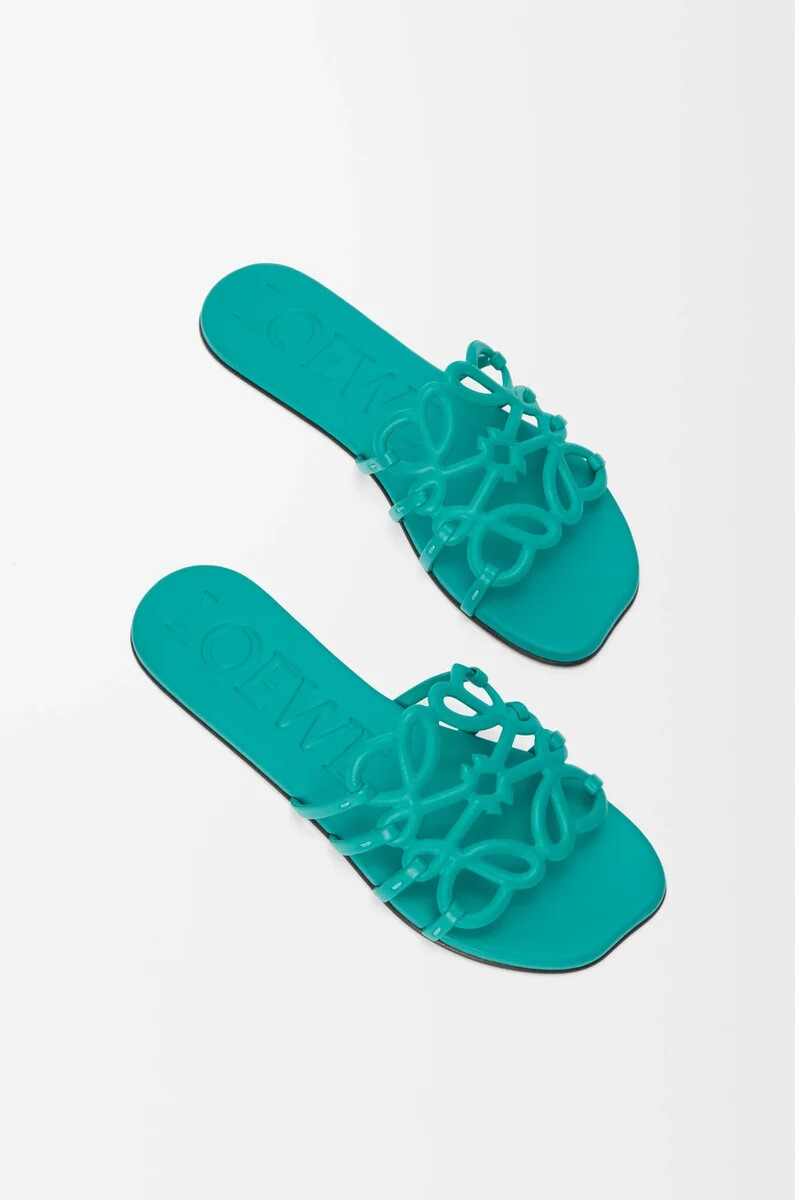 sandalias petal anagram en suave piel de becerro color turquesa