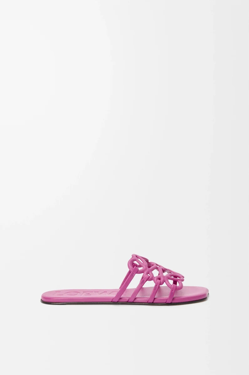 sandalias petal anagram en suave piel de becerro color fucsia